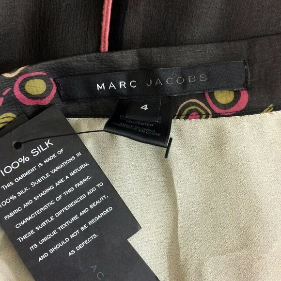 NWT Marc Jacobs Silk Black Pink Floral Skirt 4 Womens - Picture 8 of 12